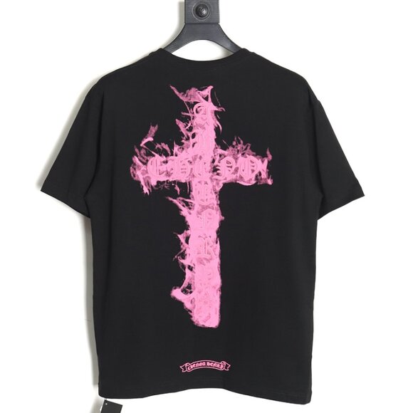 Chrome Hearts Pink Flame Cross T-Shirt - Picture 2 of 9